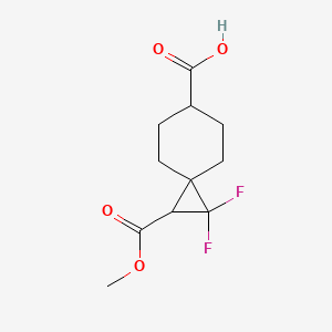 molecular formula C11H14F2O4 B13582890 1,1-Difluoro-2-(methoxycarbonyl)spiro[2.5]octane-6-carboxylic acid 