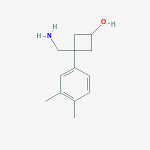molecular formula C13H19NO B13582922 3-(Aminomethyl)-3-(3,4-dimethylphenyl)cyclobutan-1-ol 