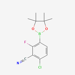 molecular formula C13H14BClFNO2 B13583018 6-Chloro-2-fluoro-3-(tetramethyl-1,3,2-dioxaborolan-2-yl)benzonitrile 