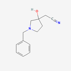 molecular formula C13H16N2O B13583075 2-(1-Benzyl-3-hydroxypyrrolidin-3-yl)acetonitrile 