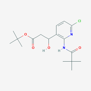 molecular formula C17H25ClN2O4 B13583089 Tert-butyl3-[6-chloro-2-(2,2-dimethylpropanamido)pyridin-3-yl]-3-hydroxypropanoate 