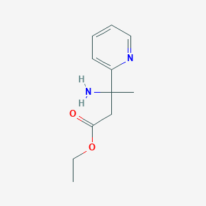 molecular formula C11H16N2O2 B13583099 Ethyl 3-amino-3-(pyridin-2-yl)butanoate 