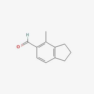 molecular formula C11H12O B13583220 4-methyl-2,3-dihydro-1H-indene-5-carbaldehyde 