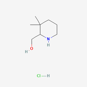 molecular formula C8H18ClNO B13583319 (3,3-Dimethylpiperidin-2-yl)methanolhydrochloride 