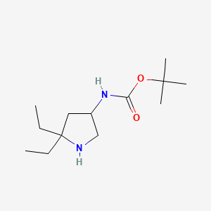 molecular formula C13H26N2O2 B13583347 tert-butylN-(5,5-diethylpyrrolidin-3-yl)carbamate 