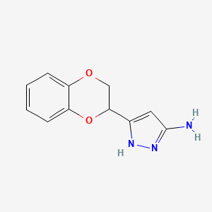 molecular formula C11H11N3O2 B13583421 5-(2,3-Dihydrobenzo[b][1,4]dioxin-2-yl)-1H-pyrazol-3-amine 