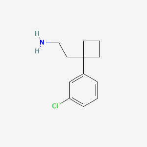 molecular formula C12H16ClN B13583466 2-[1-(3-Chlorophenyl)cyclobutyl]ethan-1-amine 