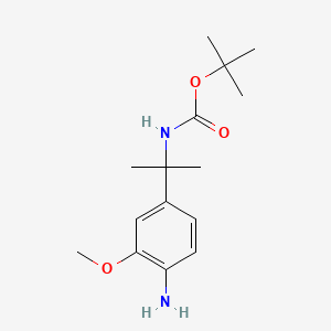 molecular formula C15H24N2O3 B13583595 tert-butylN-[2-(4-amino-3-methoxyphenyl)propan-2-yl]carbamate 