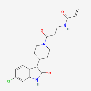 molecular formula C19H22ClN3O3 B13583598 N-{3-[4-(6-chloro-2-oxo-2,3-dihydro-1H-indol-3-yl)piperidin-1-yl]-3-oxopropyl}prop-2-enamide 
