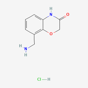 molecular formula C9H11ClN2O2 B13583736 8-(aminomethyl)-3,4-dihydro-2H-1,4-benzoxazin-3-onehydrochloride 