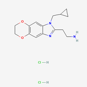 molecular formula C15H21Cl2N3O2 B13583769 2-[6-(Cyclopropylmethyl)-10,13-dioxa-4,6-diazatricyclo[7.4.0.0,3,7]trideca-1(9),2,4,7-tetraen-5-yl]ethan-1-aminedihydrochloride 