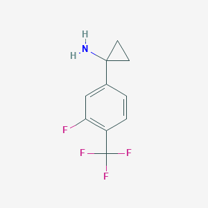 molecular formula C10H9F4N B13583883 1-(3-Fluoro-4-(trifluoromethyl)phenyl)cyclopropan-1-amine 