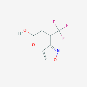 molecular formula C7H6F3NO3 B13583911 4,4,4-Trifluoro-3-(1,2-oxazol-3-yl)butanoic acid 