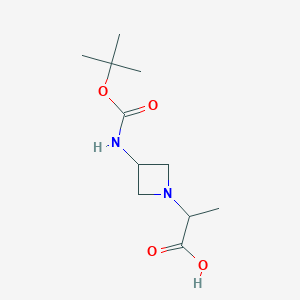 molecular formula C11H20N2O4 B13583945 2-(3-((Tert-butoxycarbonyl)amino)azetidin-1-yl)propanoic acid 