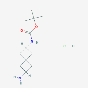 molecular formula C12H23ClN2O2 B13584005 tert-Butyl (6-aminospiro[3.3]heptan-2-yl)carbamate hydrochloride 