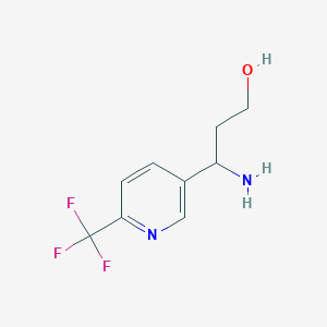 molecular formula C9H11F3N2O B13584053 3-Amino-3-(6-(trifluoromethyl)pyridin-3-yl)propan-1-ol 