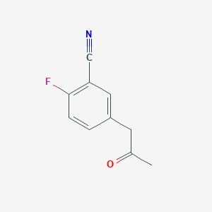 molecular formula C10H8FNO B13584070 2-Fluoro-5-(2-oxopropyl)benzonitrile 