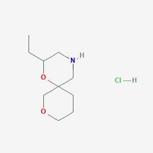 molecular formula C10H20ClNO2 B13584149 2-Ethyl-1,8-dioxa-4-azaspiro[5.5]undecane hydrochloride 