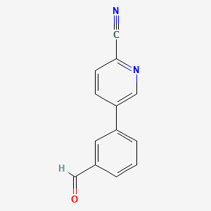 molecular formula C13H8N2O B13584236 5-(3-Formylphenyl)pyridine-2-carbonitrile 