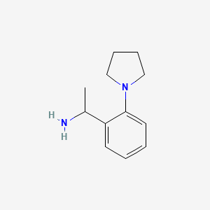 molecular formula C12H18N2 B13584305 1-(2-(Pyrrolidin-1-yl)phenyl)ethan-1-amine 