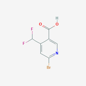 molecular formula C7H4BrF2NO2 B13584336 6-Bromo-4-(difluoromethyl)nicotinic acid 