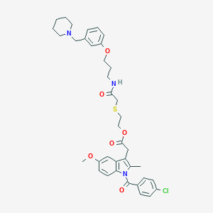 molecular formula C38H44ClN3O6S B135844 2-(N-(3-(3-(Piperidinomethyl)phenoxy)propyl)carbamoylmethylthio)ethyl 1-(4-chlorobenzoyl)-5-methoxy-2-methylindole-3-acetate CAS No. 127966-70-5