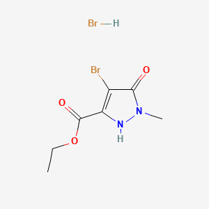 molecular formula C7H10Br2N2O3 B13584404 ethyl4-bromo-5-hydroxy-1-methyl-1H-pyrazole-3-carboxylatehydrobromide 