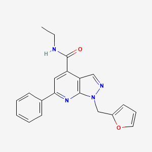 molecular formula C20H18N4O2 B13584472 N-ethyl-1-[(furan-2-yl)methyl]-6-phenyl-1H-pyrazolo[3,4-b]pyridine-4-carboxamide 