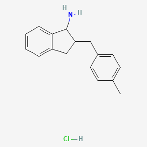 molecular formula C17H20ClN B13584498 2-[(4-methylphenyl)methyl]-2,3-dihydro-1H-inden-1-aminehydrochloride 