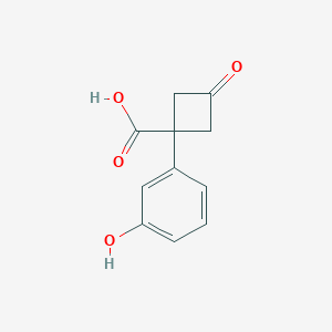 molecular formula C11H10O4 B13584519 1-(3-Hydroxyphenyl)-3-oxocyclobutane-1-carboxylic acid 