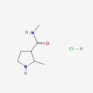 molecular formula C7H15ClN2O B13584565 N,2-dimethylpyrrolidine-3-carboxamidehydrochloride,Mixtureofdiastereomers 