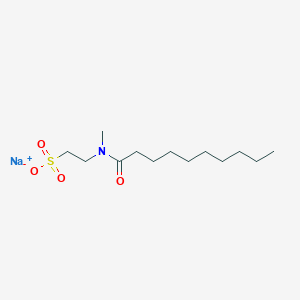 molecular formula C13H26NNaO4S B1358469 Ethanesulfonic acid, 2-(methyl(1-oxodecyl)amino)-, sodium salt CAS No. 20461-70-5