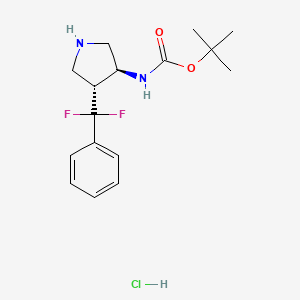 molecular formula C16H23ClF2N2O2 B13584752 rac-tert-butyl N-[(3R,4S)-4-[difluoro(phenyl)methyl]pyrrolidin-3-yl]carbamate hydrochloride 