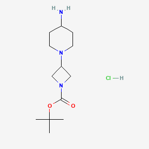 molecular formula C13H26ClN3O2 B13584816 Tert-butyl3-(4-aminopiperidin-1-yl)azetidine-1-carboxylatehydrochloride 