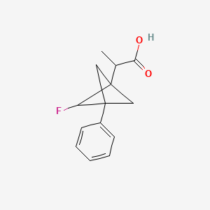 molecular formula C14H15FO2 B13584868 2-(2-Fluoro-3-phenyl-1-bicyclo[1.1.1]pentanyl)propanoic acid 