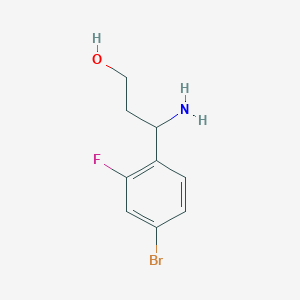 molecular formula C9H11BrFNO B13585053 3-Amino-3-(4-bromo-2-fluorophenyl)propan-1-ol 