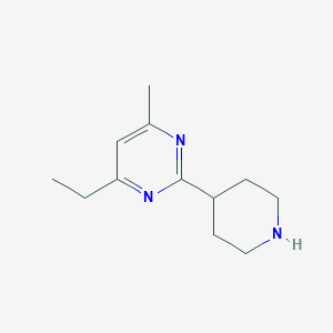 molecular formula C12H19N3 B13585096 4-Ethyl-6-methyl-2-(piperidin-4-yl)pyrimidine 