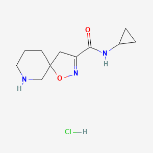 molecular formula C11H18ClN3O2 B13585138 N-cyclopropyl-1-oxa-2,7-diazaspiro[4.5]dec-2-ene-3-carboxamidehydrochloride 