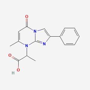 molecular formula C16H15N3O3 B1358529 2-(7-甲基-5-氧代-2-苯基-5H-咪唑并[1,2-A]嘧啶-8-基)丙酸 CAS No. 902836-43-5