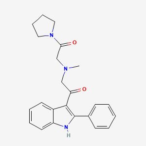 molecular formula C23H25N3O2 B13585303 2-{methyl[2-oxo-2-(2-phenyl-1H-indol-3-yl)ethyl]amino}-1-(pyrrolidin-1-yl)ethan-1-one 