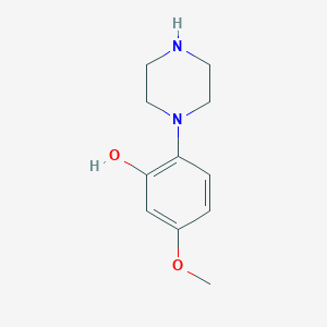 molecular formula C11H16N2O2 B13585304 5-Methoxy-2-(piperazin-1-yl)phenol 
