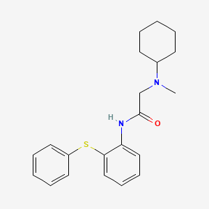 molecular formula C21H26N2OS B13585375 2-[Cyclohexyl(methyl)amino]-N-[2-(phenylsulfanyl)phenyl]acetamide 