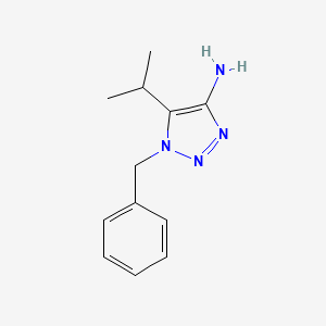 molecular formula C12H16N4 B13585469 1-Benzyl-5-isopropyl-1h-1,2,3-triazol-4-amine 
