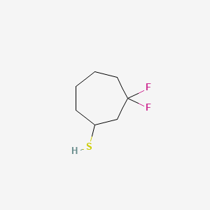 molecular formula C7H12F2S B13585519 3,3-Difluorocycloheptane-1-thiol 