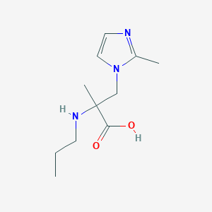 molecular formula C11H19N3O2 B13585536 2-Methyl-3-(2-methyl-1h-imidazol-1-yl)-2-(propylamino)propanoic acid 