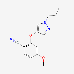 molecular formula C14H15N3O2 B13585628 4-methoxy-2-[(1-propyl-1H-pyrazol-4-yl)oxy]benzonitrile 