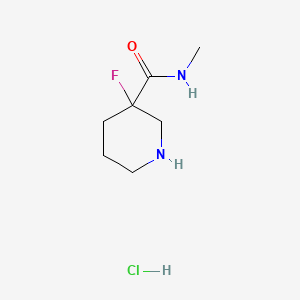 molecular formula C7H14ClFN2O B13585630 3-fluoro-N-methylpiperidine-3-carboxamidehydrochloride 