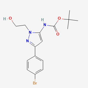 molecular formula C16H20BrN3O3 B13585683 tert-butyl N-[3-(4-bromophenyl)-1-(2-hydroxyethyl)-1H-pyrazol-5-yl]carbamate 