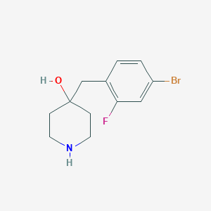 molecular formula C12H15BrFNO B13585725 4-(4-Bromo-2-fluorobenzyl)piperidin-4-ol 