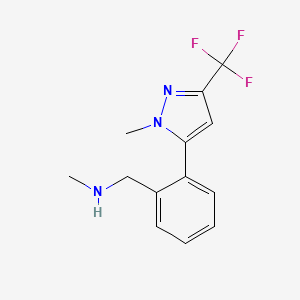 molecular formula C13H14F3N3 B1358575 N-Methyl-2-[1-methyl-3-(trifluoromethyl)-1H-pyrazol-5-yl]benzylamine CAS No. 898598-62-4